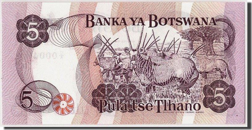 Botswana 5 Pula Banknote, Undated, KM:8a UNC(65-70) | MA-Shops