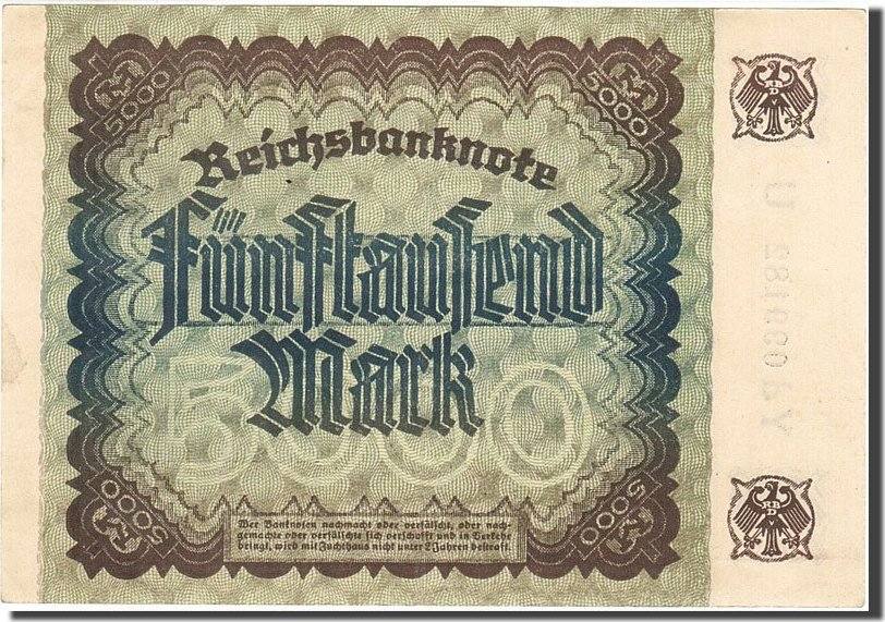 Germany 5000 Mark 1922-1923 Banknote, 1922-12-02, KM:81a AU(55-58