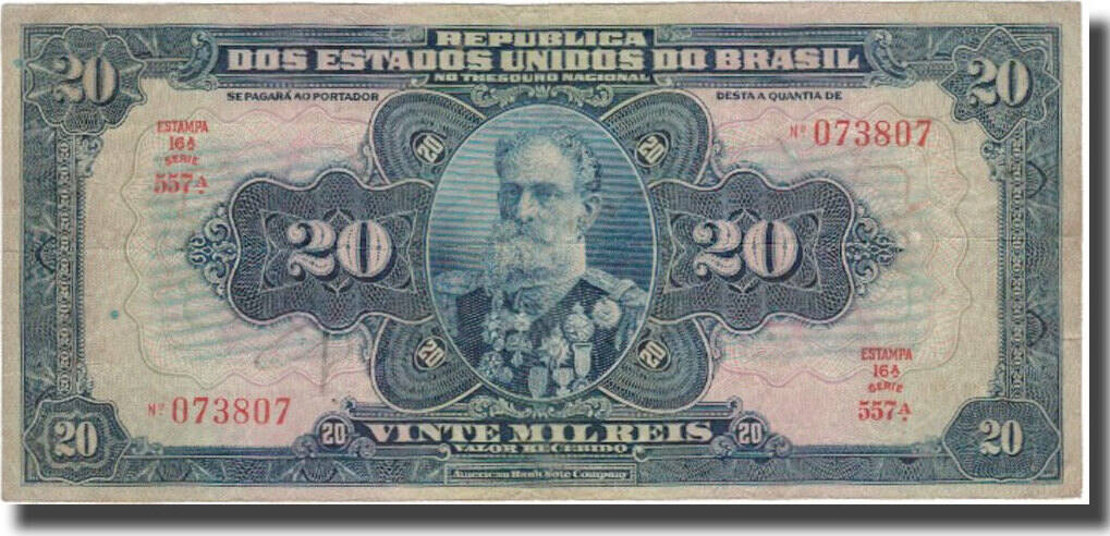 Brazil 20 Mil Reis Currency Note Pick #127 Paper Money Vinte Mil Reis