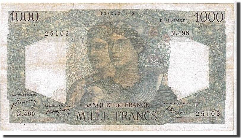 FRANCE 1000 FRANCS MINERVE ET HERCULE 26-4-1945 J.12 TB+ - Boutique