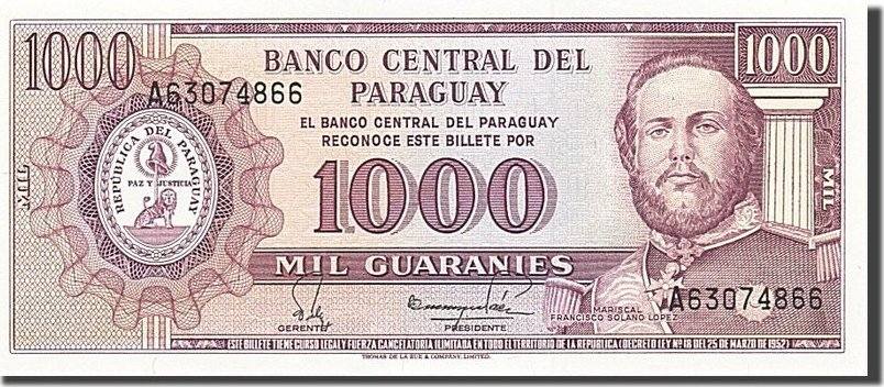PARAGUAY 1,000 GUARANIES P-221 Y 2002 COM UNC CAT PR $2 