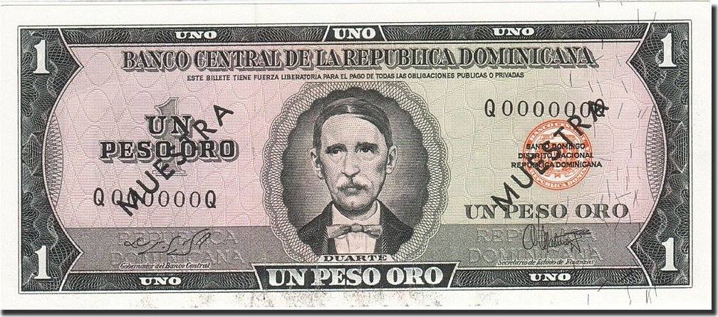1 Peso Oro 1975 Dominican Republic Banknote 1978 Km 108s Au 1 Peso Oro 1975 Dominican Republic Banknote 1978 Km 108s Au 55 58 Ma S