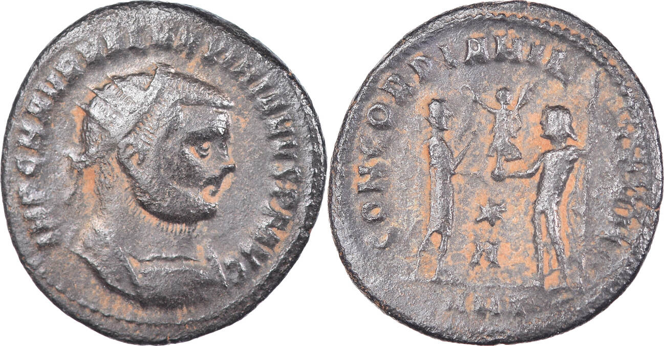 Fraction Æ 296 Antioch Coin, Maximianus, Antioch, Billon, RIC:60b EF(40 ...