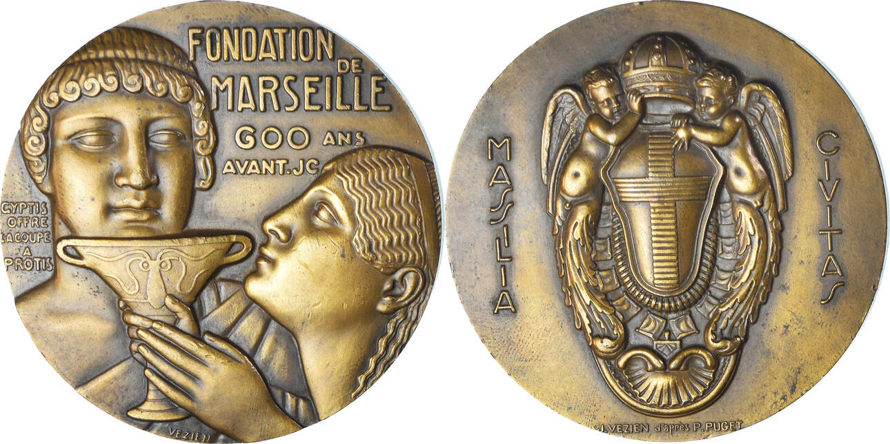Médaille 'Fondation De Marseille' Gyptis & Protis 1971 Par Vézien - Bronze, XXème Siècle