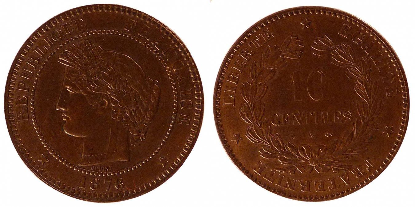 Бывшая французская монета. 10 Ludova монеты. 1876. 10 Centimes 1990 года на цепочку цена.