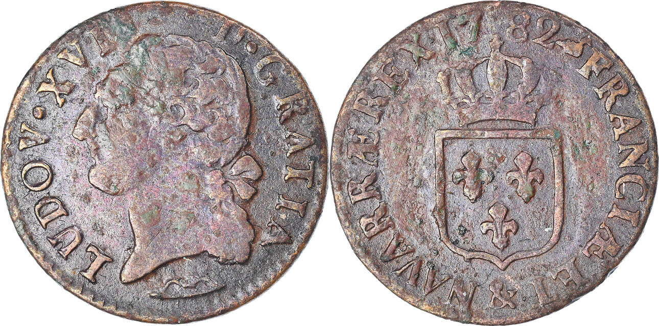 France 1782 Aix Coin, Louis XVI, 1/2 Sol ou 1/2 sou, Aix EF(40-45) | MA ...