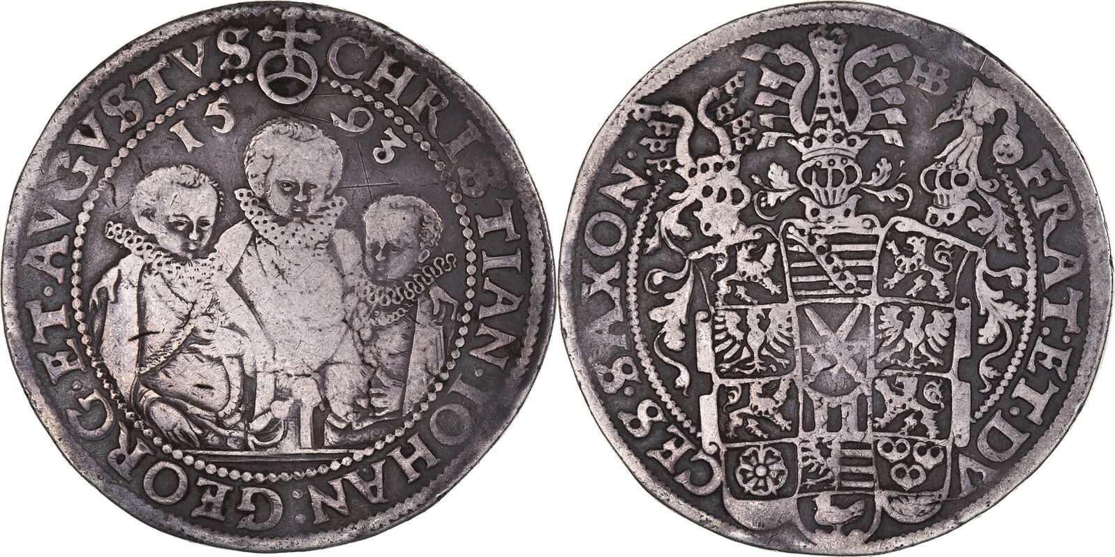 German States Thaler 1593 Dresden Coin, SAXONY-ALBERTINE