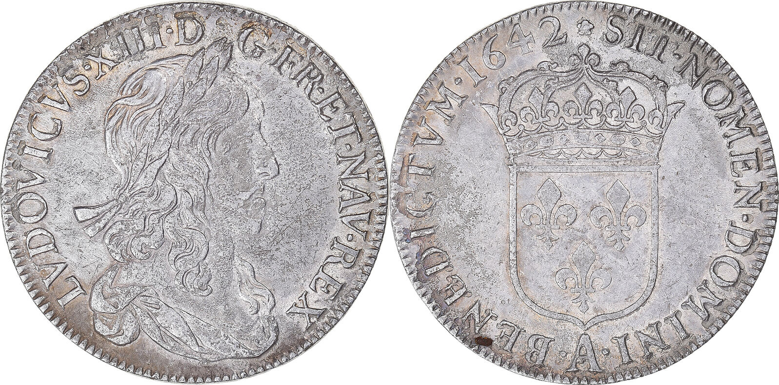 1/2 Écu 1647 Argent - Monnaie Royale Louis XIV, époque Louis XIII à Louis XVI