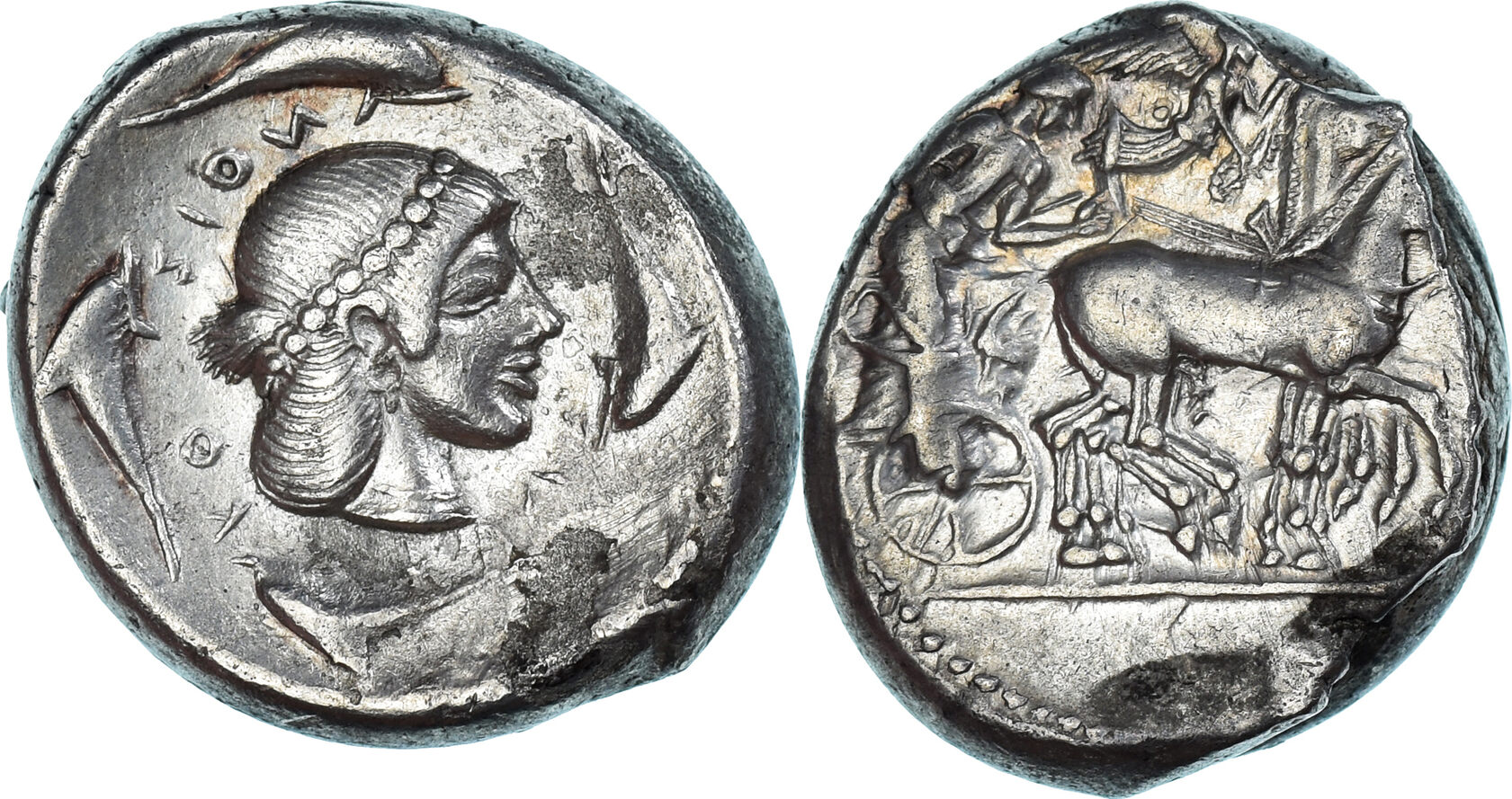 Tetradrachm ca. 475-470 BC Syracuse Coin, Sicily, Hieron I, Syracuse EF ...