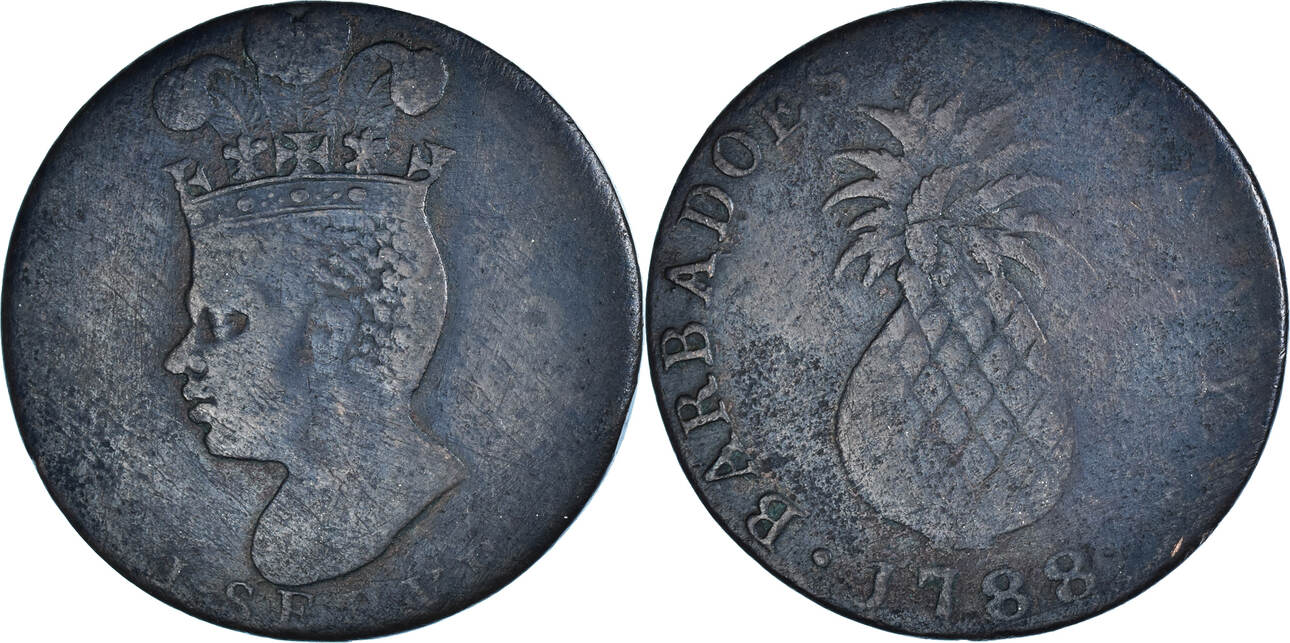 Barbados Penny 1788 Coin, Copper, KMTn5 VF(3035)