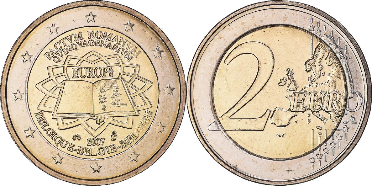 Belgium 2 Euro 2007 Brussels Brussels, TRAITÉ DE ROME 50 ANS. MS(65-70