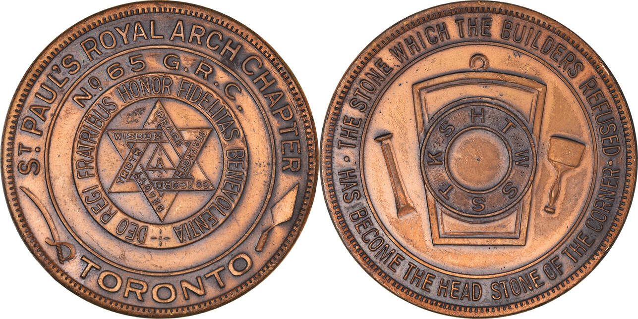 Canada Token Masonic, Toronto, St Pauls R.A., Chapter Penny, Copper AU