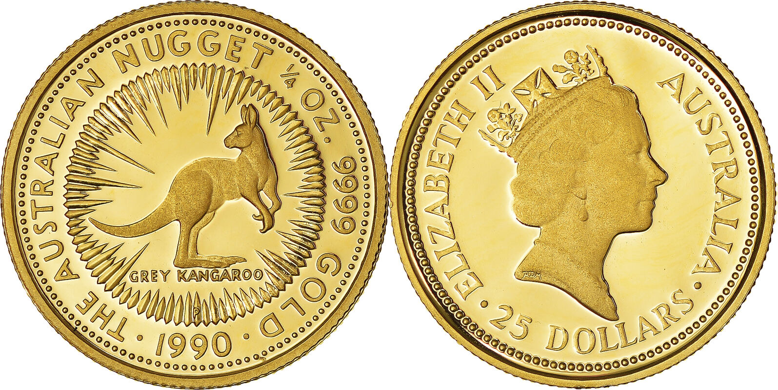 Australia 25 Dollars 1990 Perth Coin, Elizabeth Ii, Perth, Gold, Km:142 