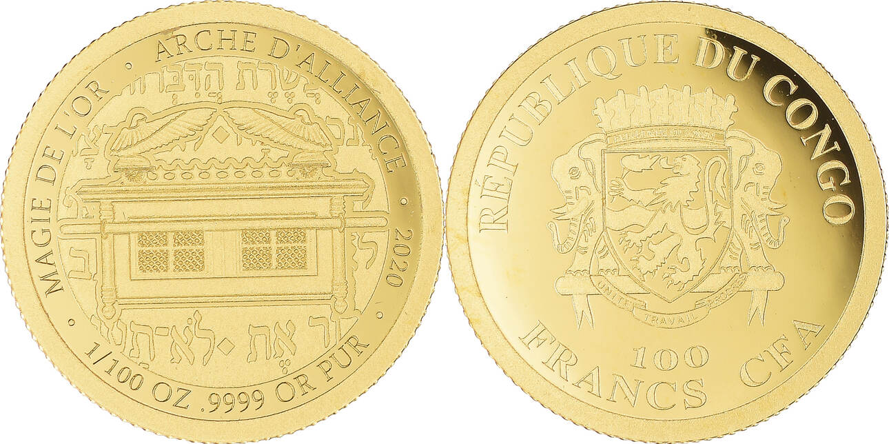 Congo Republic 100 Francs CFA 2020 Coin Arche d alliance Gold MS