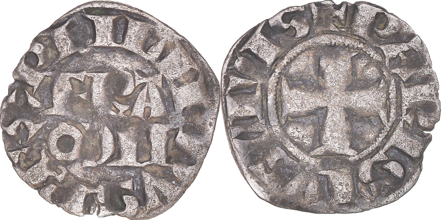 France Denier Parisis 11801223 Paris Coin, Philip II, Paris, Silver AU