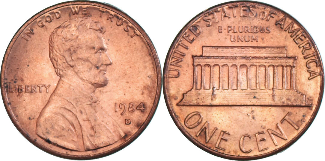 United States 1984 D Coin, Lincoln Cent, U.S. Mint, Denver EF(40