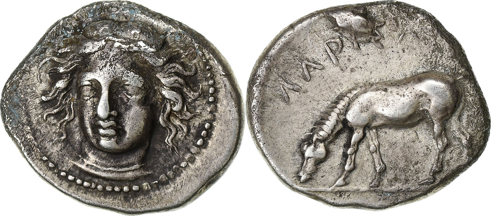 Drachm ca. 404-370 BC Larissa Thessaly, Larissa, Silver, HGC:4-432 EF ...