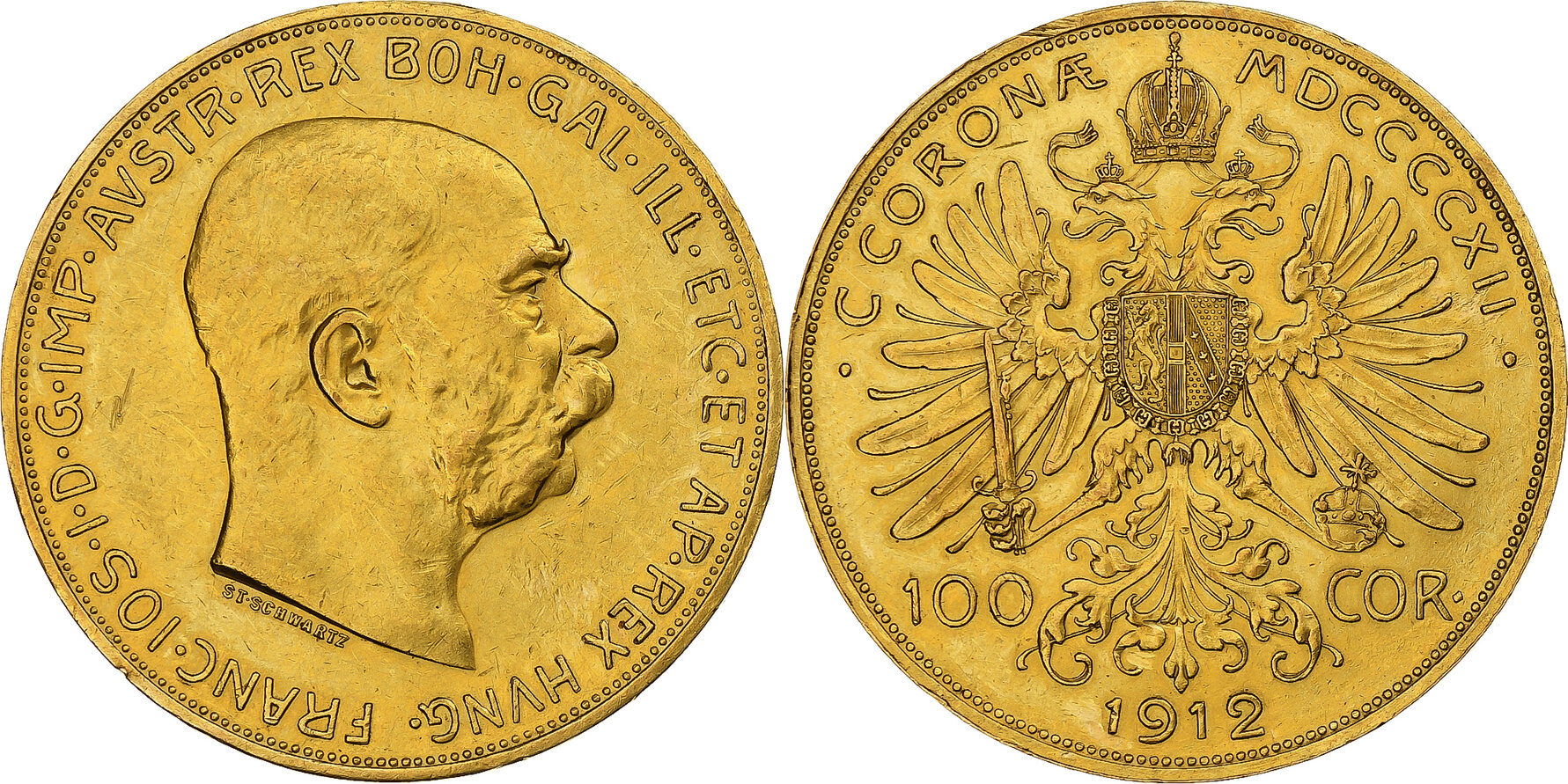 Austria 100 Corona 1912 Vienna Franz Joseph I, Vienna, Gold, KM:2819 AU ...