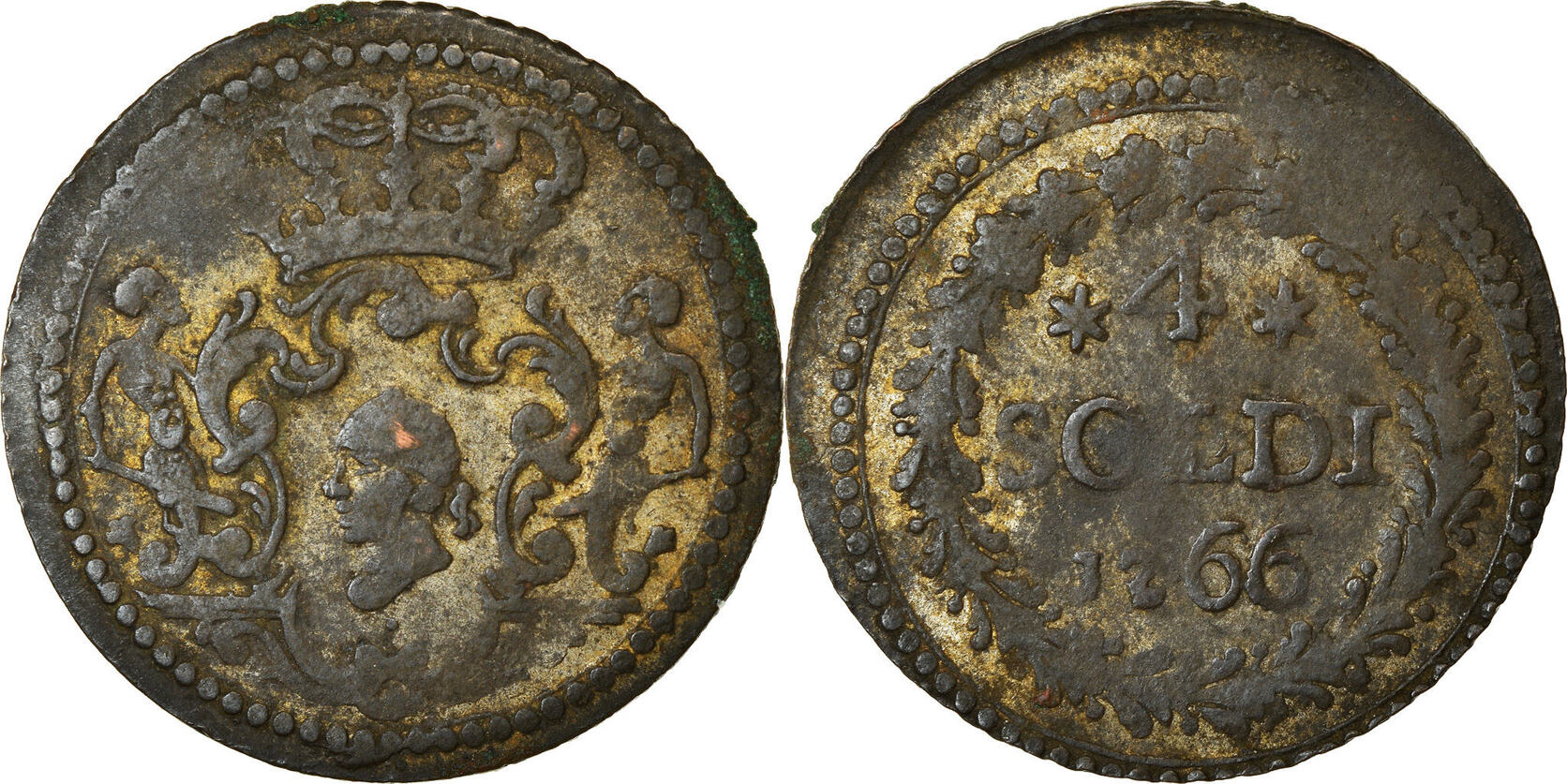 ITALIAN STATES 4 Soldi 1766 Murato Coin, CORSICA, General Pasquale ...