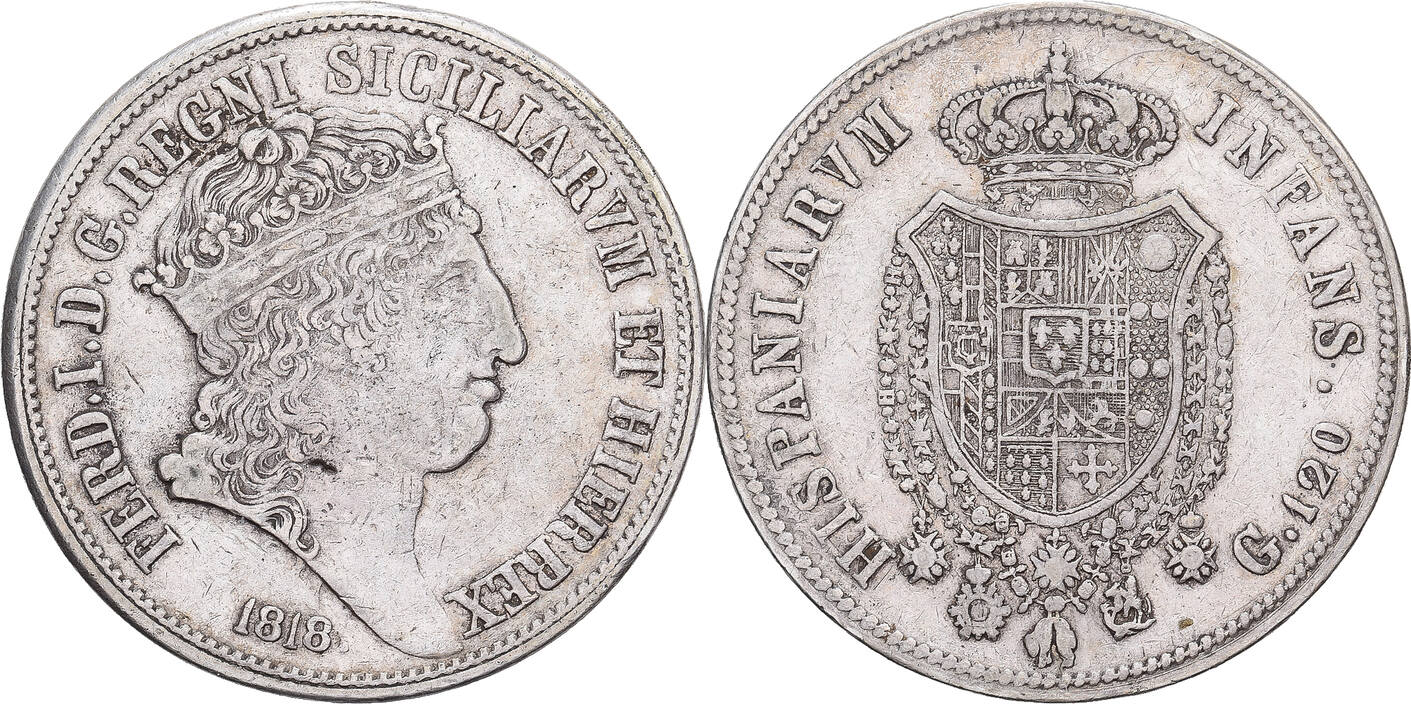 Kingdom of the Two Sicilies 120 Grana 1818 Naples Ferdinand I