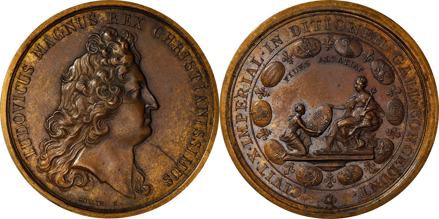 France Medal 1680 Louis XIV, Soumission des Dix Villes Impériales d ...