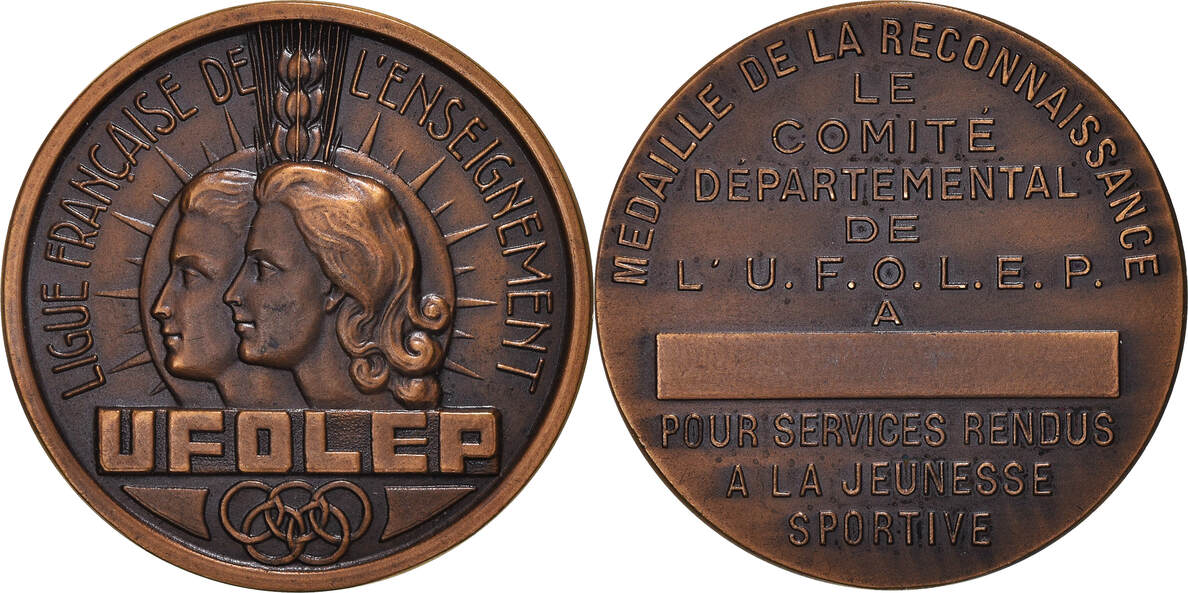 Ancienne Médaille USEP – Ligue Française De L'Enseignement, Collection