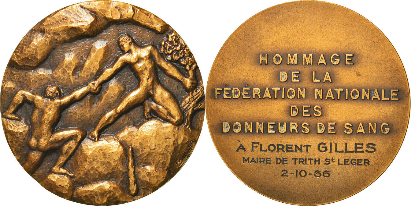 France Medal 1966 Fédération Nationale des Donneurs de Sang, Trih Saint ...