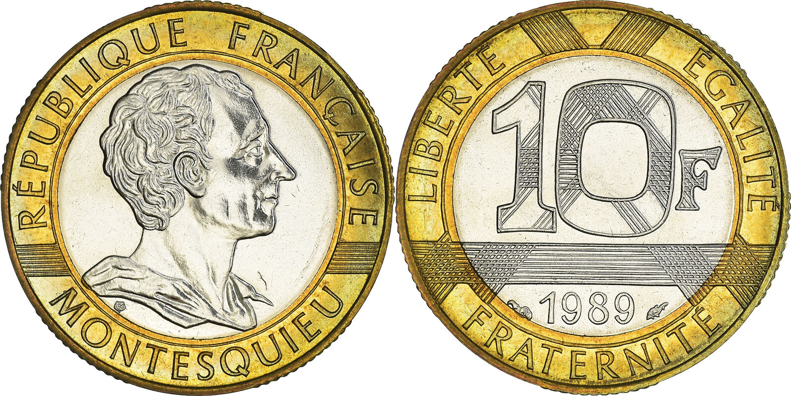 France 10 Francs 1989 Paris Coin, Montesquieu, Paris, FDC, BiMetallic MS(6570) France 10 Francs 1989 Paris Coin, Montesquieu, Paris, FDC, BiMetallic MS(6570)