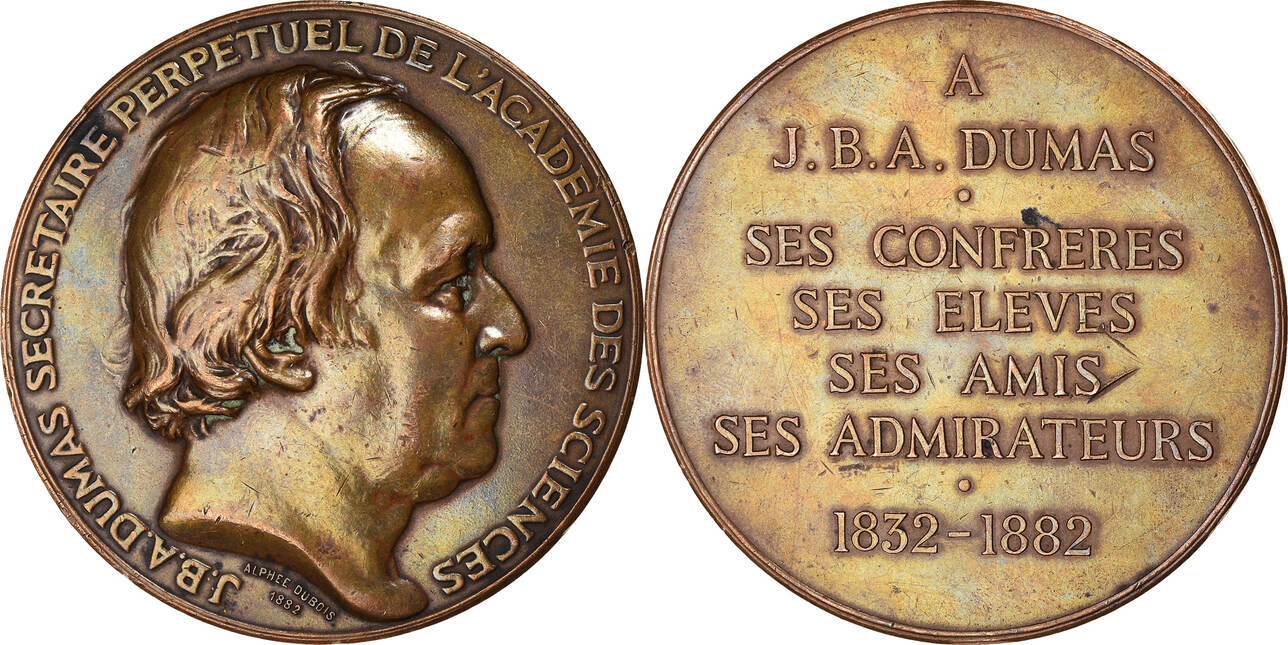 France Medal 1882 J.B.A Dumas, Académie Des Sciences, Alphée Dubois AU ...