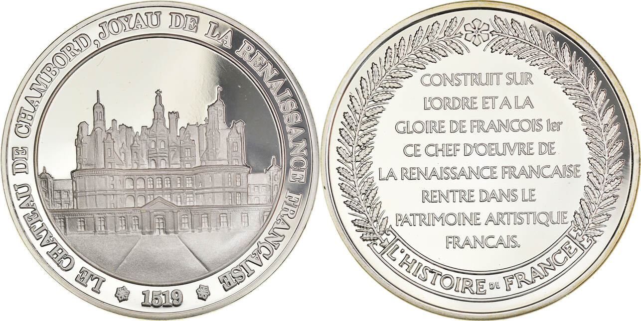 France Medal Château de Chambord, Renaissance, History, Silver MS(6570