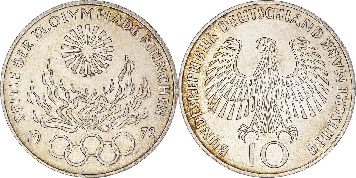 Germany Federal Republic 10 Mark 1972 G Coin Karlsruhe Silver Au50 53 Ma Shops