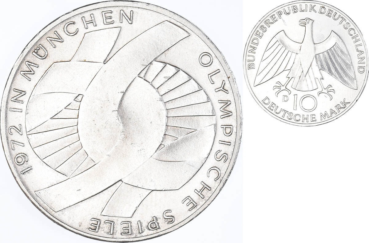 Germany Federal Republic 10 Mark 1972 Munich Coin Munich Silver Au55 58 Ma Shops