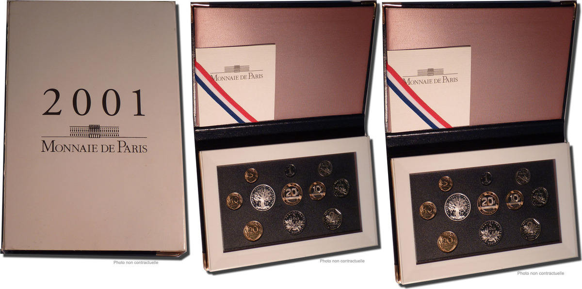 Coin Gadoury:page 288 2001 Proof Set Franc 65-70 France MS #23952 