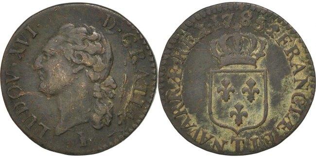 France 1785 T Coin Louis XVI 1 2 Sol ou 1 2 sou Nantes VF 30 35