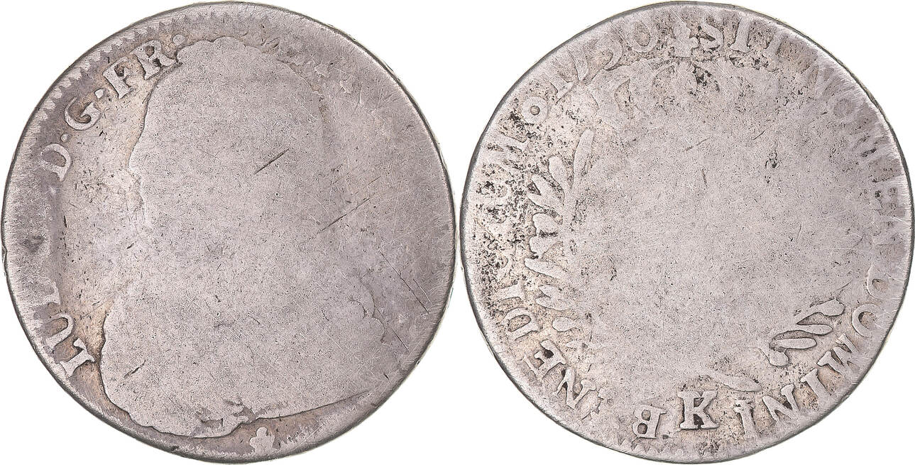 France 1/2 Ecu aux branches d'olivier 1730 K Coin, Louis XV