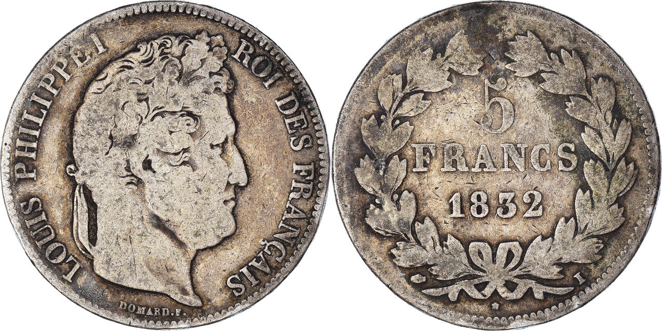 France 5 Francs 1832 I Coin, Louis-Philippe, Limoges, Silver VF(20-25 ...