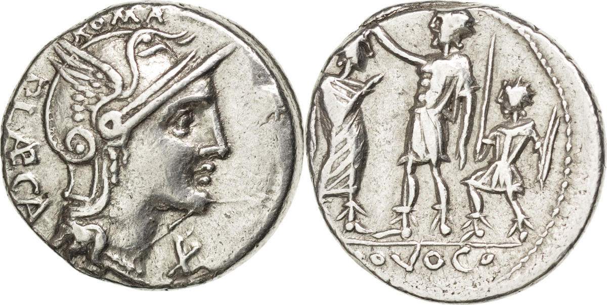 Denarius Coin, Porcia, Rome, Silver AU(50-53) | MA-Shops