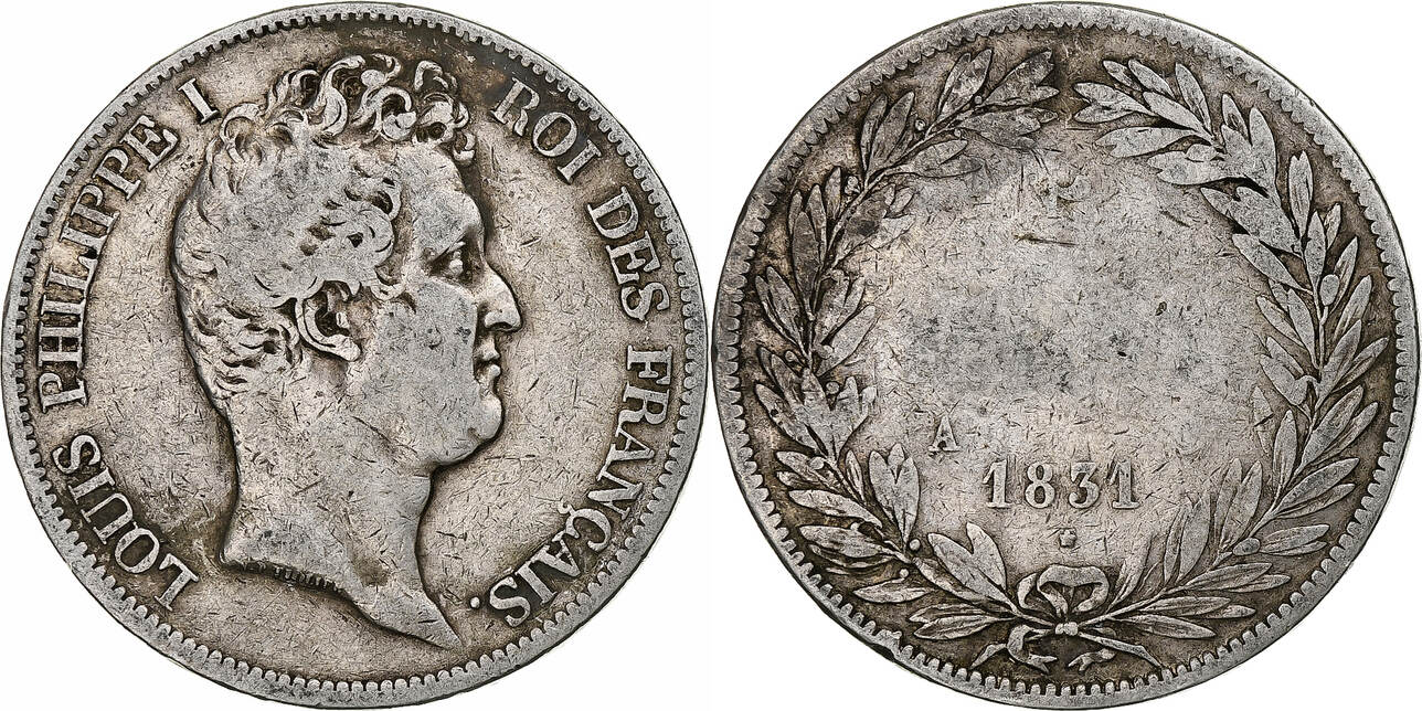 フランス 5フラン銀貨 1839年銘 ルイ・フィリップ治世下 本物保証