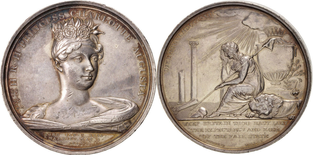 United Kingdom Medal 1817 Death of Princess Charlotte, Silver AU(55-58 ...