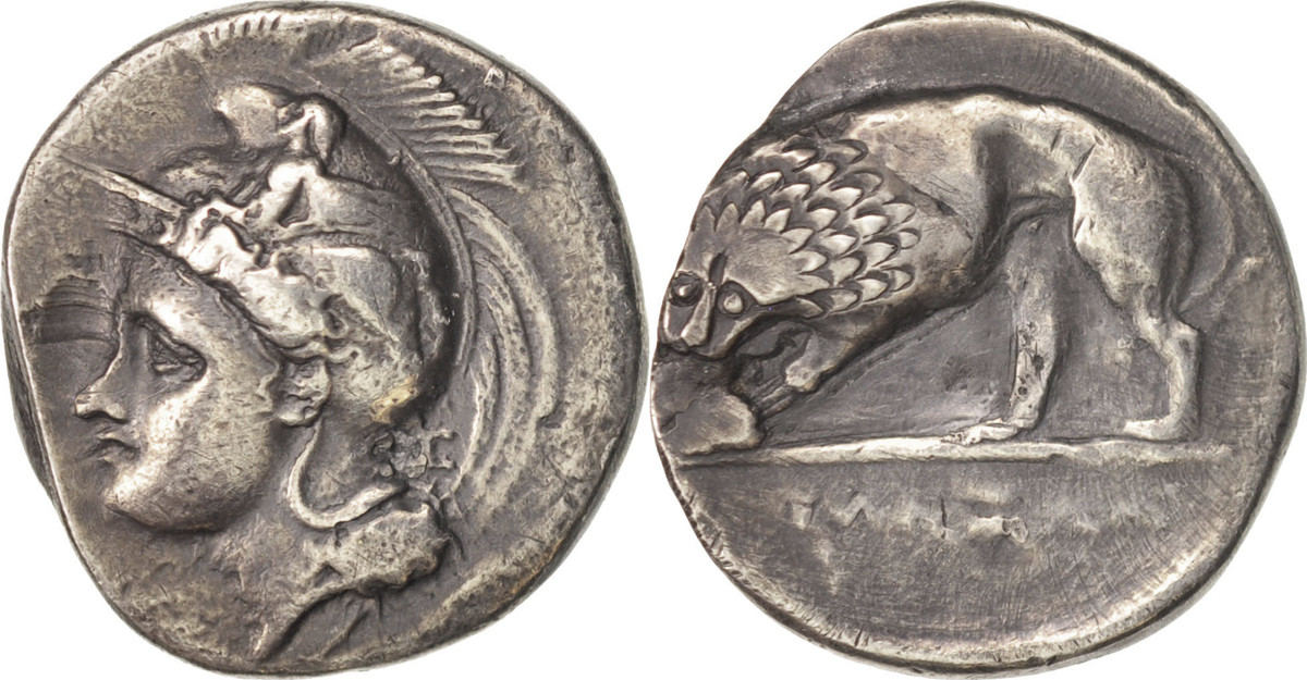 Didrachm 280 BC Velia Coin, Lucania, Velia, Silver, Sear:454 AU(50-53 ...