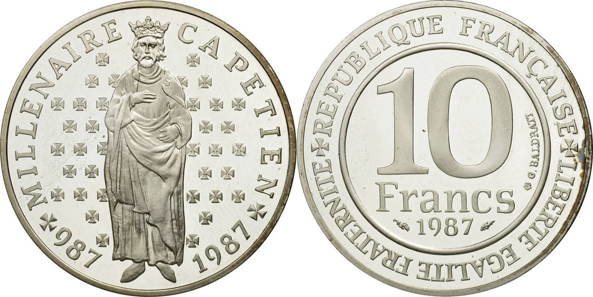 10 де. 10 Francs 1987. Монетный двор Франции. Microsoft 10 Francs. Монетки миллинеир.