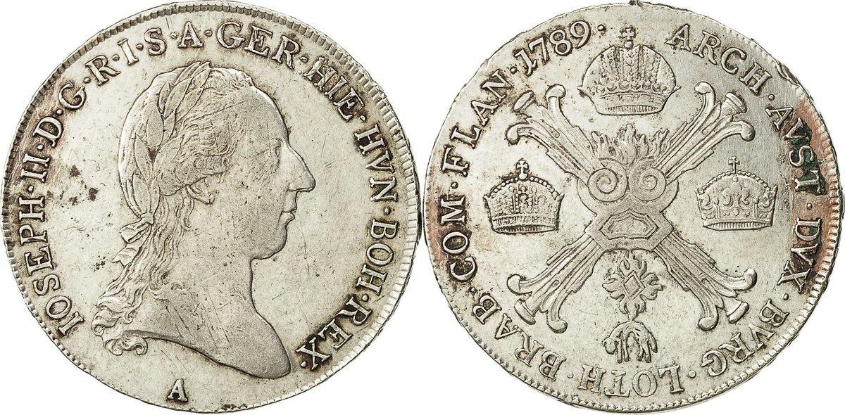 AUSTRIAN NETHERLANDS 1/2 Kronenthaler 1789 A Coin, Joseph II, Vienne EF ...