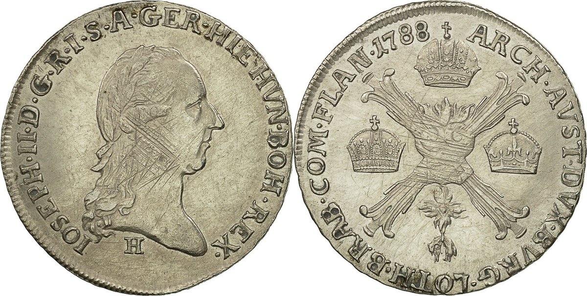 AUSTRIAN NETHERLANDS 1/4 Kronenthaler 1788 H Coin, Joseph II, Günzburg ...