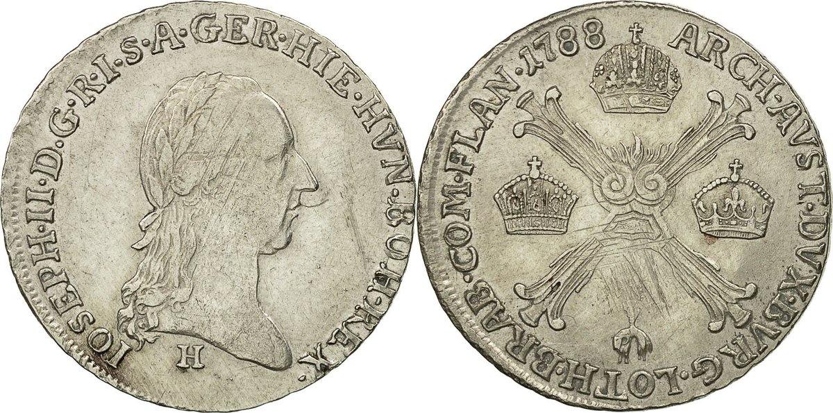 AUSTRIAN NETHERLANDS 1/4 Kronenthaler 1788 H Coin, Joseph II, Günzburg ...