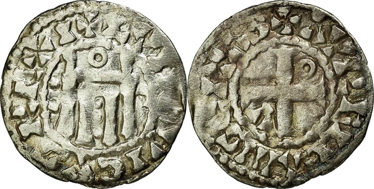 France Denier 1110-1130 Orléans Coin, Louis VI, Orléans, Silver AU