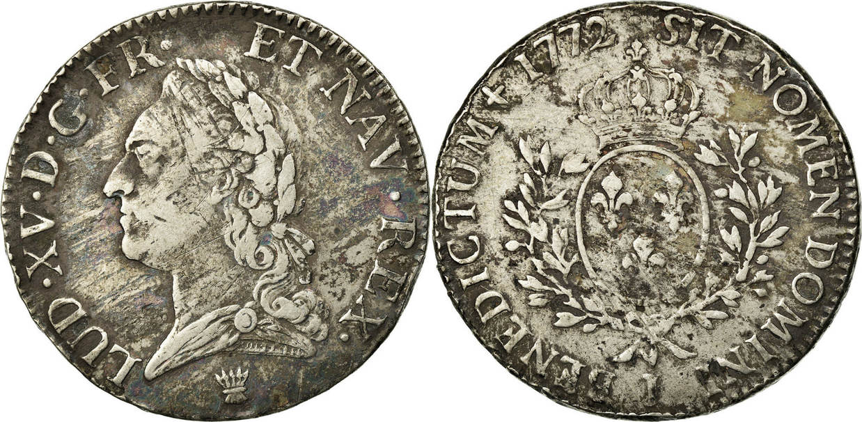 France Ecu 1772 I Coin, Louis XV, Écu à la vieille tête, Limoges VF(30