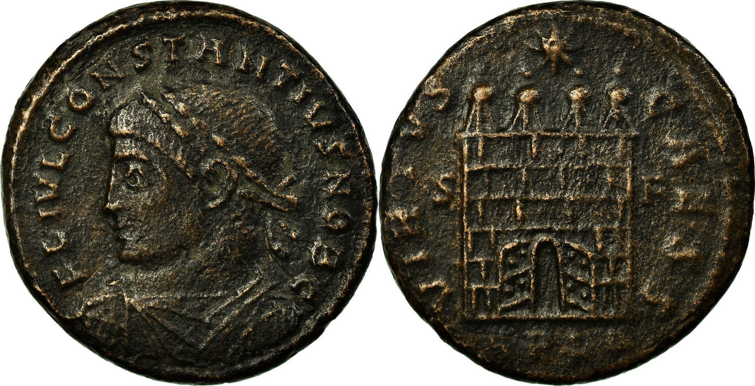 Follis 327-328 Arles Coin, Constantine II, Arles, Copper, RIC:315 EF(40-45)  | MA-Shops
