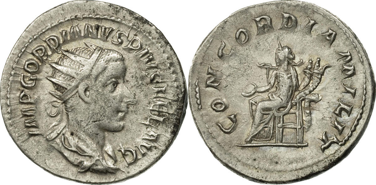 Antoninianus Coin, Gordian III, Rome, Billon, RIC:65 EF(40-45)
