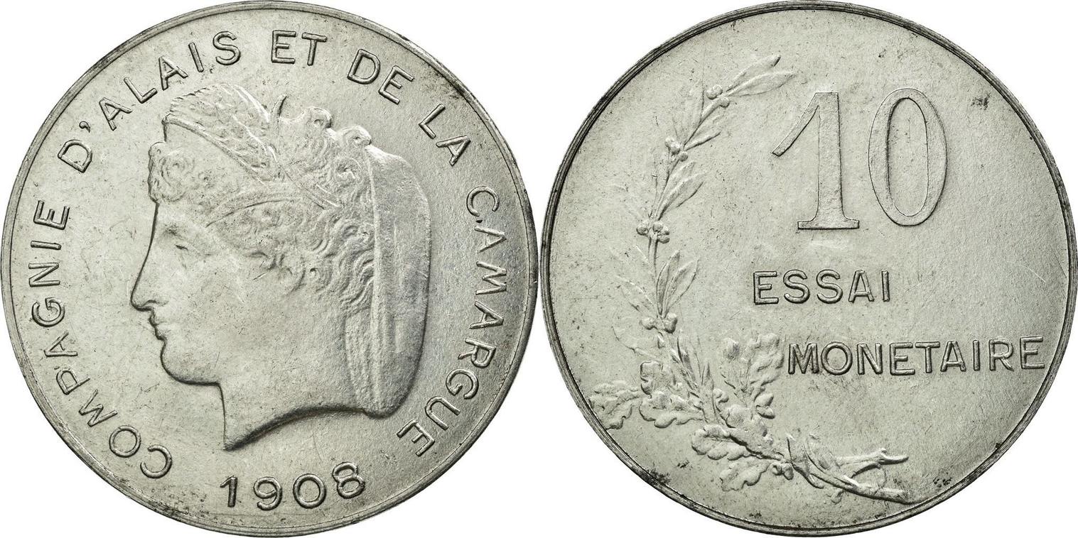 French 10. Монета 1908 года francaise. Essai.