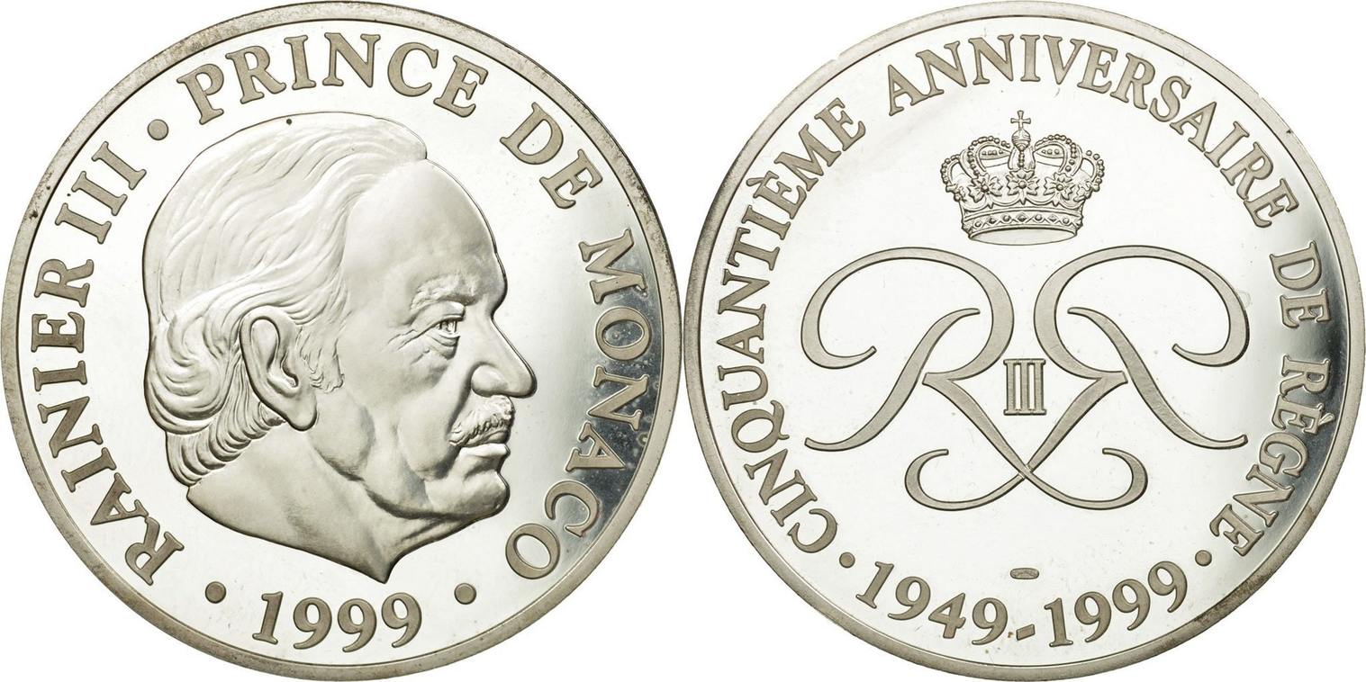 Monaco Medaille 1999 50eme Anniversaire De Rainier Iii Silver Ms 65 70 Ma Shops